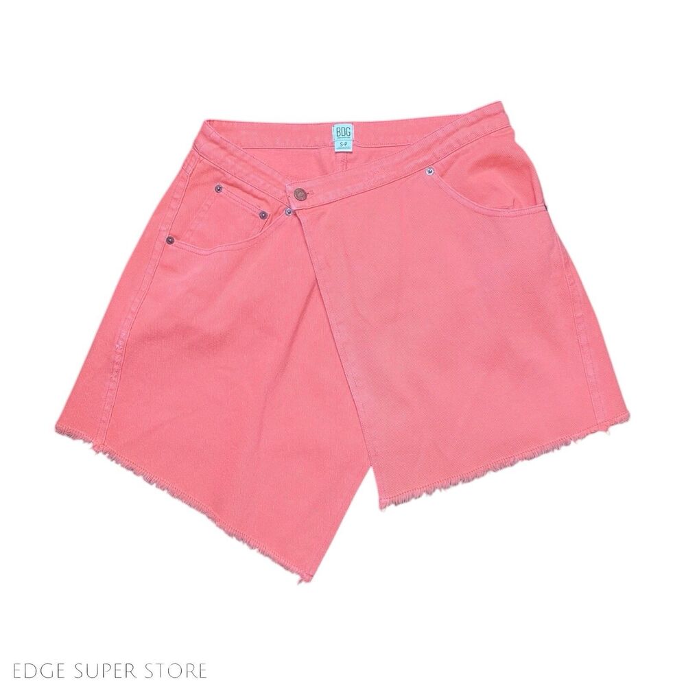 BDG Urban Outfitters Hot Pink Wrap Denim Mini Short Skirt Size Small